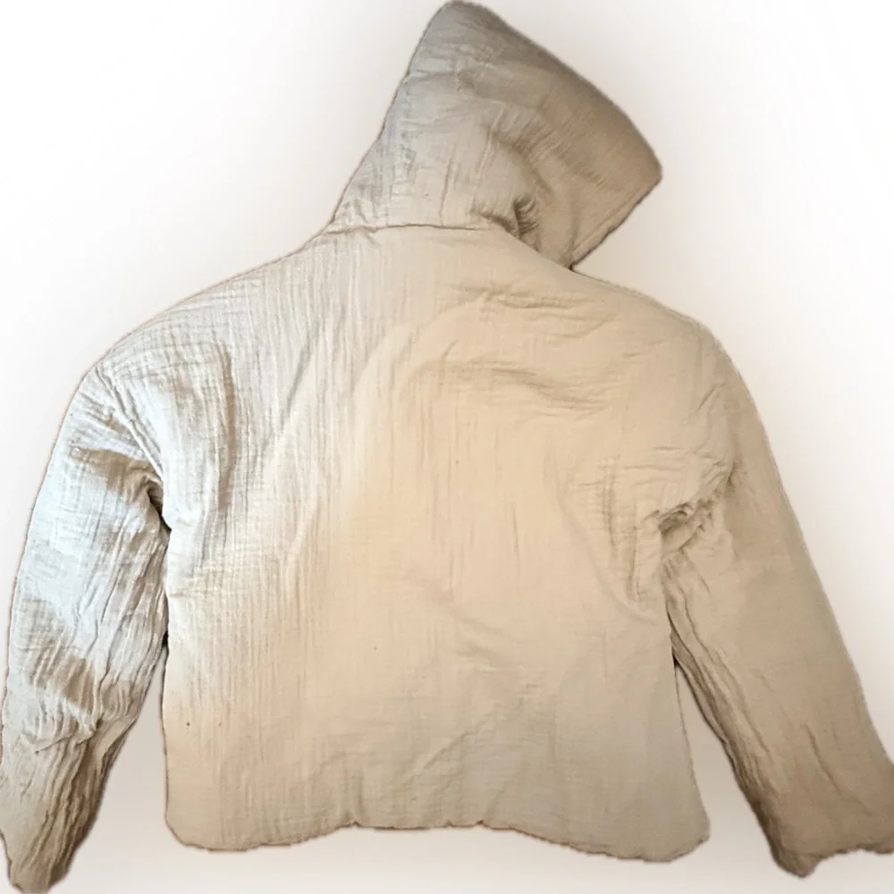 Fin & Vince Harvest Wheat Organic Cotton Hoody Reversible Coat as is